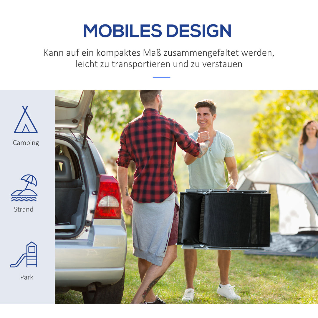 Foldbar solseng med hynde, liggestol med 7-vejs justerbar ryglæn, haveliggestol, afslapningsliggestol, havestol, lasteevne op til 165 kg, til haveferie, udendørs, sort
