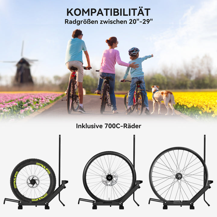 Cykelstativ i stål, 80 mm dækbredde 75 x 41 x 81h cm sort
