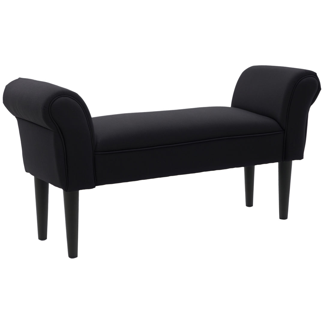 Bænk, sengebænk, tidløst design, blød polstring, op til 130 kg, sort, 102 x 36 x 51 cm