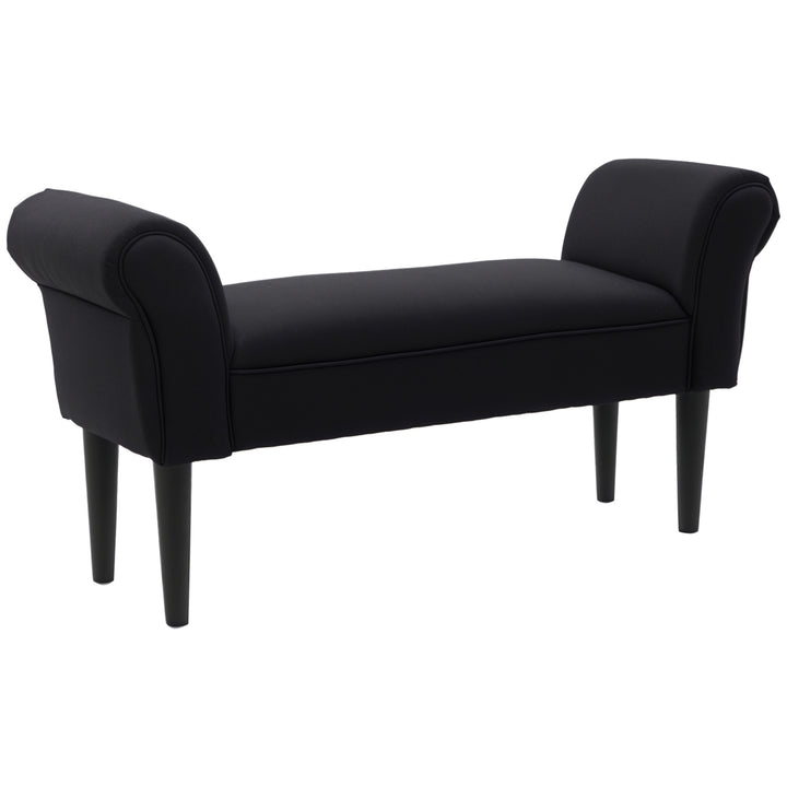 Bænk, sengebænk, tidløst design, blød polstring, op til 130 kg, sort, 102 x 36 x 51 cm