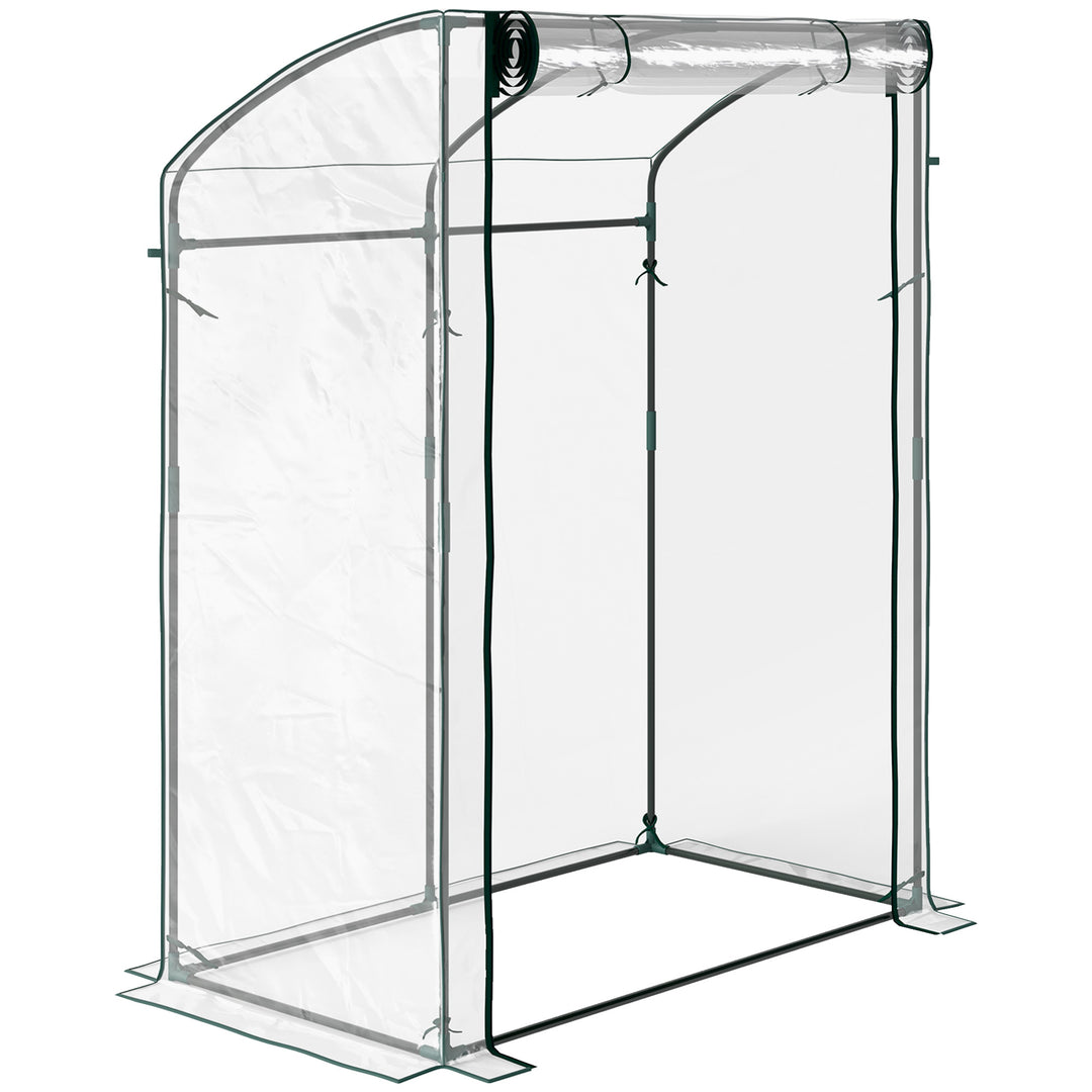 Drivhus med dør, buet tag, vintersikkert, foliedrivhus af stål, drivhus 128 x 70 x 170 cm, transparent