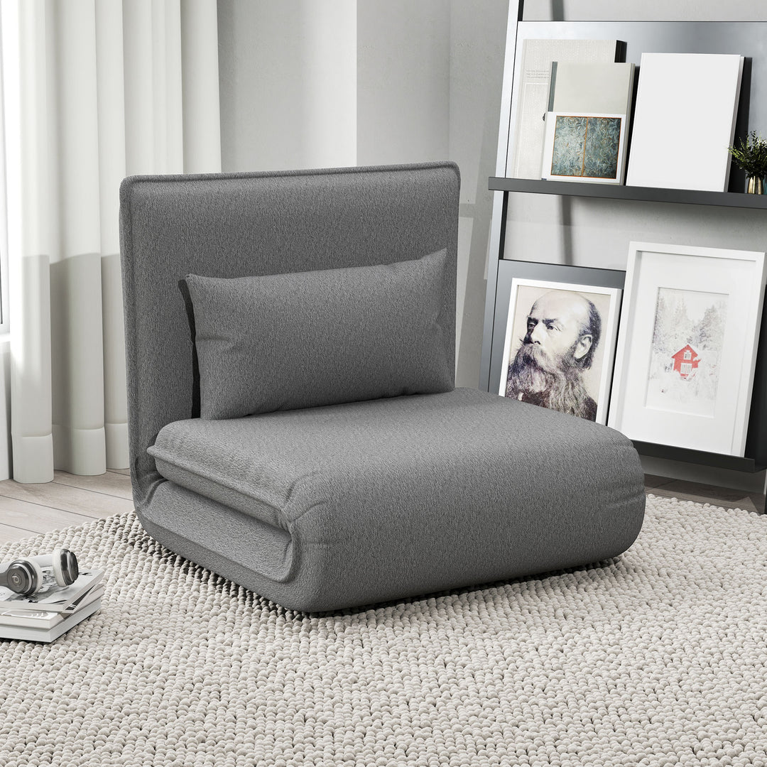 Gulvstol, 3-i-1 design, justerbar gulvstol, chaiselong til stue, soveværelse, gæsteværelse, kontor, grå