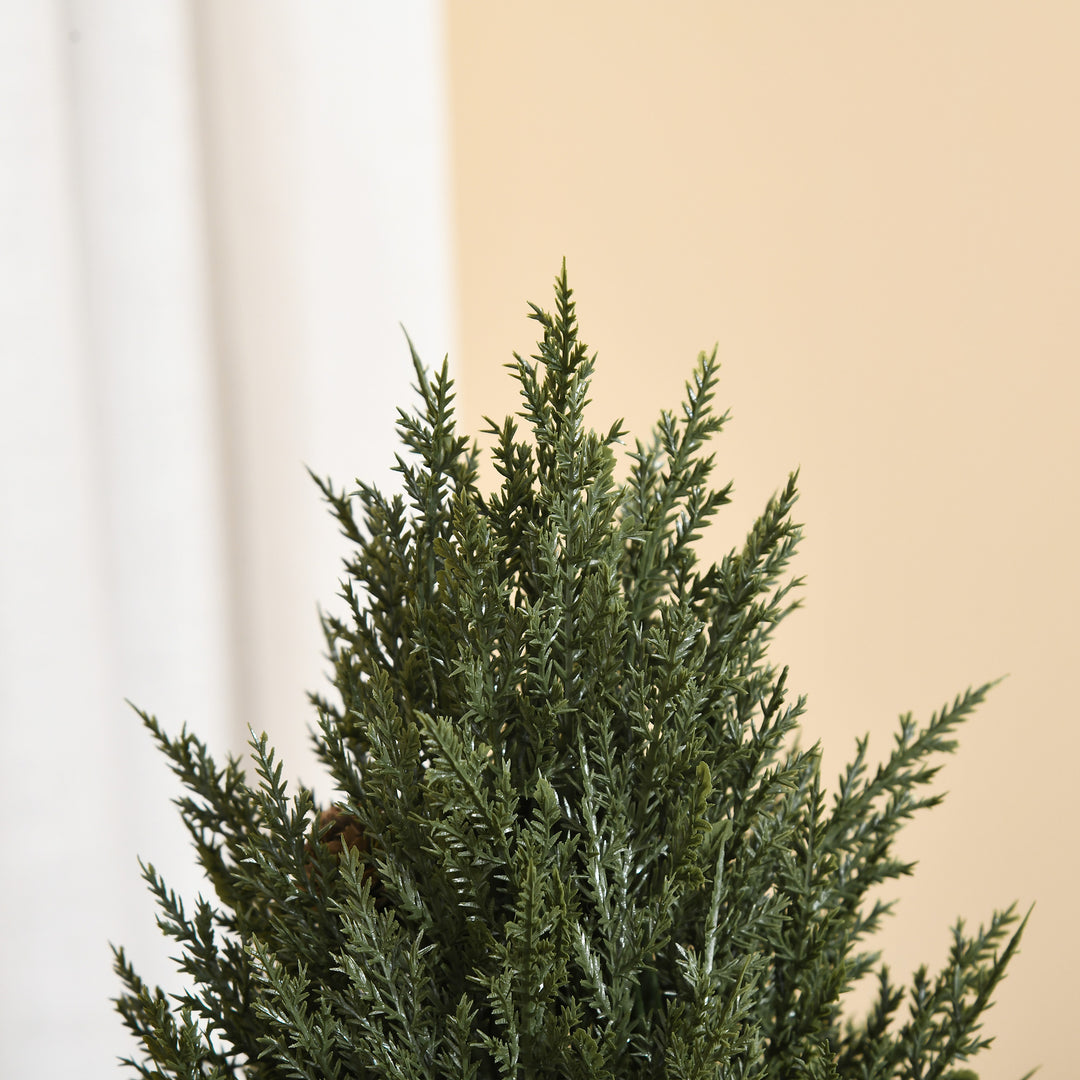 Mini juletræ med røde bær og kogler, inklusive plantekasse 27 cm x 27 cm x 47 cm, flerfarvet