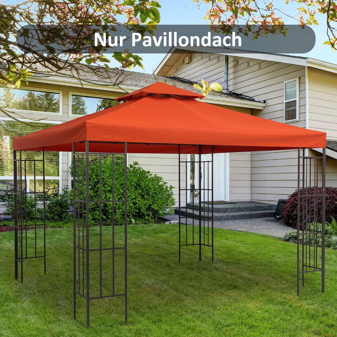 Udskiftningstag til 3x3m pavillon, vandafvisende pavillontag til metalpavillon, udskiftningstag til havepavillon, festtelt, havetelt, polyester, rustrød