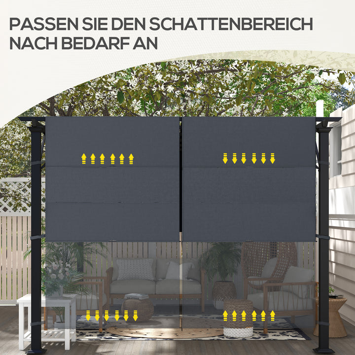 Udskiftningstag til pergola med UV-beskyttelse, solskærm til terrassetag til 3 x 3 m pavillon, mørkegrå