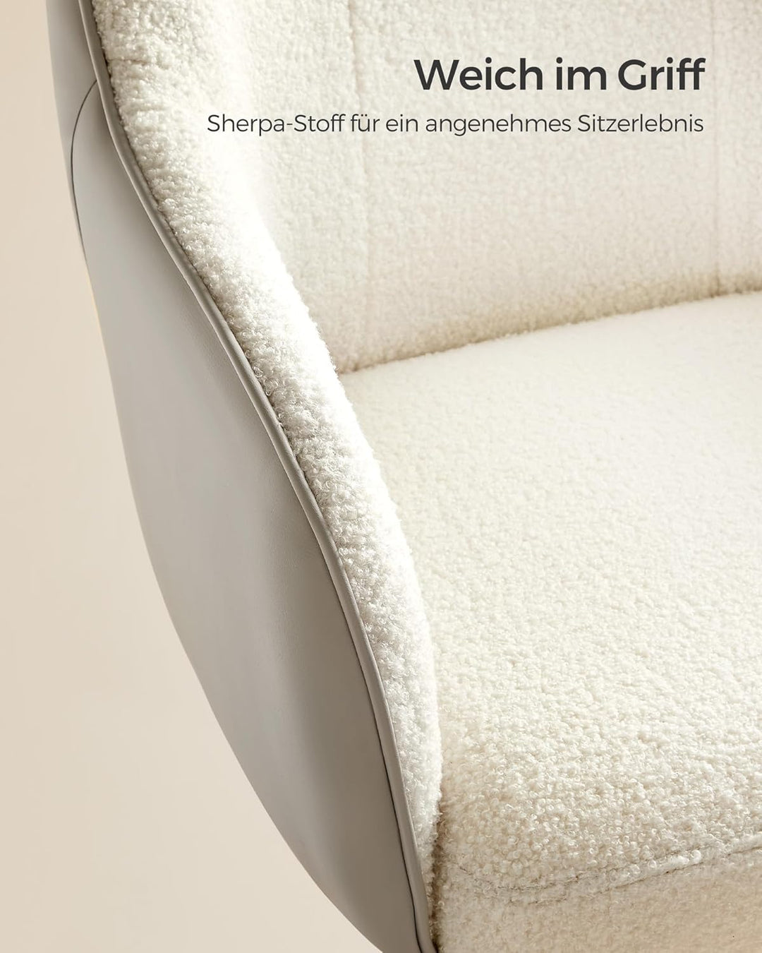 Kontorstol i cappuccino beige med justerbar højde, drejefunktion og bæreevne op til 110 kg, beige