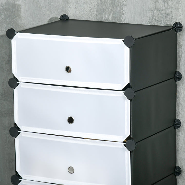 modulært reolsystem til 6 par sko, 49 cm x 36,5 cm x 108 cm, sort