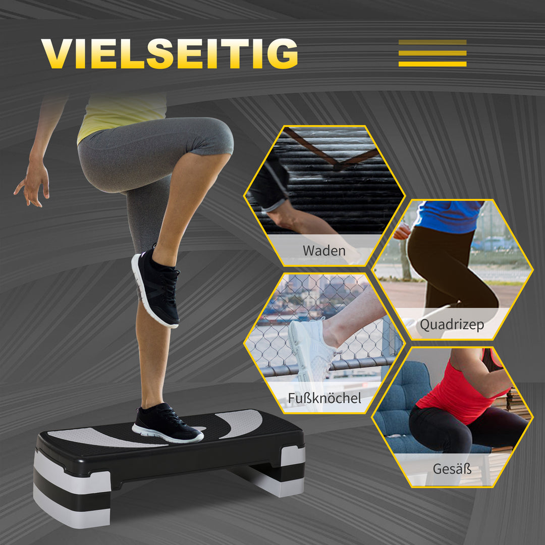 Aerobic stepper 3-trins højdejusterbar 80 x 31 x 20 cm sort+grå