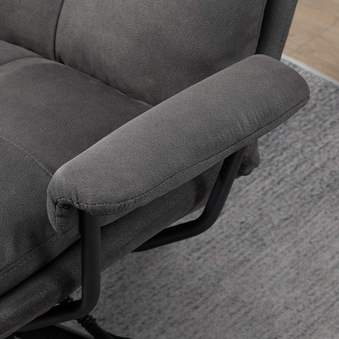 Lænestol med fodskammel, lænestol med fodskammel, justerbar ryglæn; mikrofiber, mørkegrå