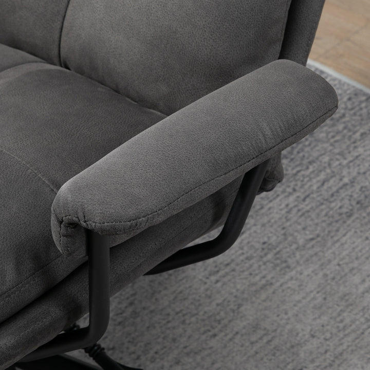 Lænestol med fodskammel, lænestol med fodskammel, justerbar ryglæn; mikrofiber, mørkegrå