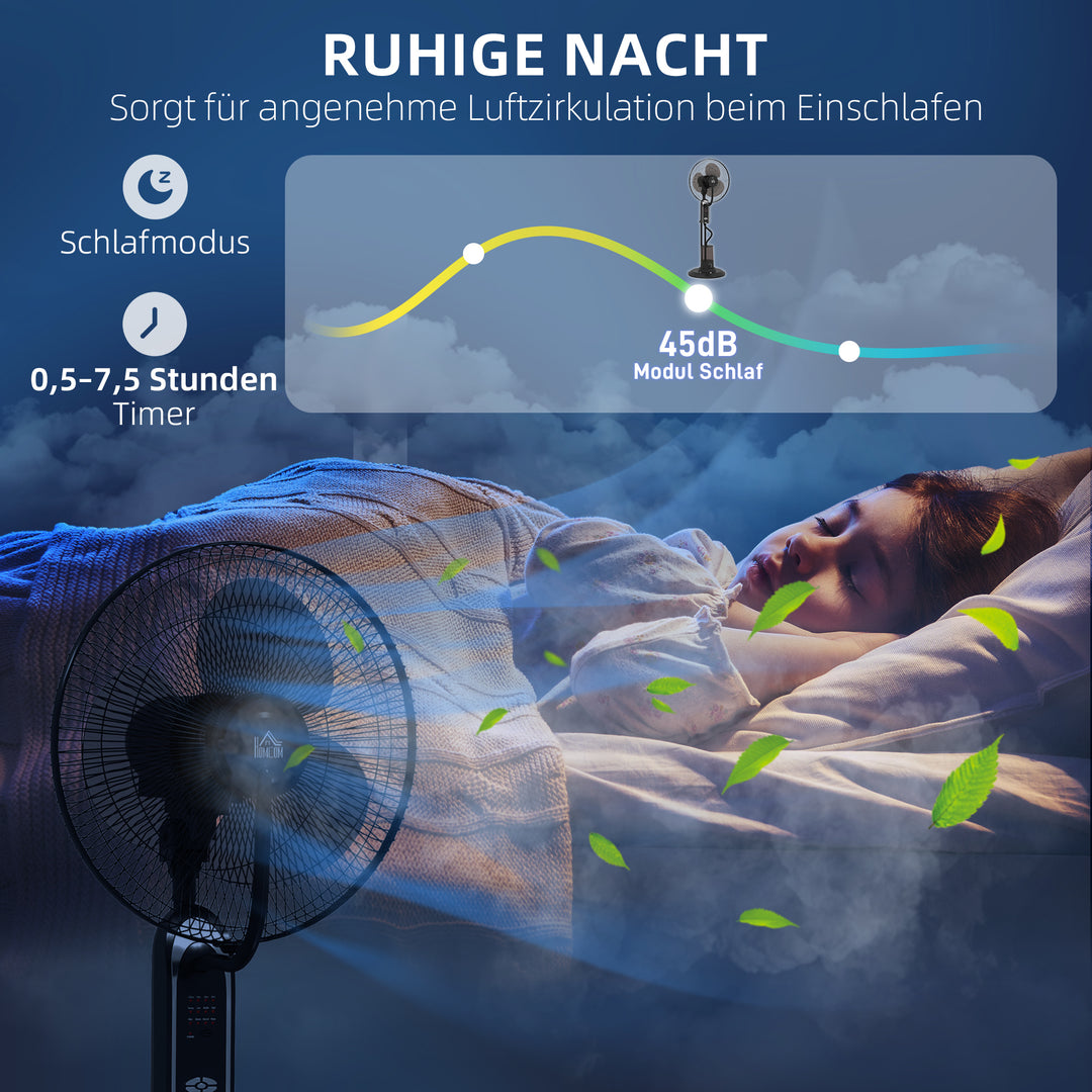 Vandkølet ventilator med luftfugter, 10° vipbar, 70° oscillerende, 3 hastighedsindstillinger, 75W, sort