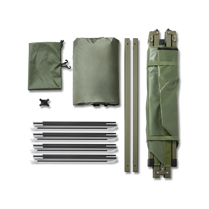 Enkeltmandstelt med luftmadras, grøn