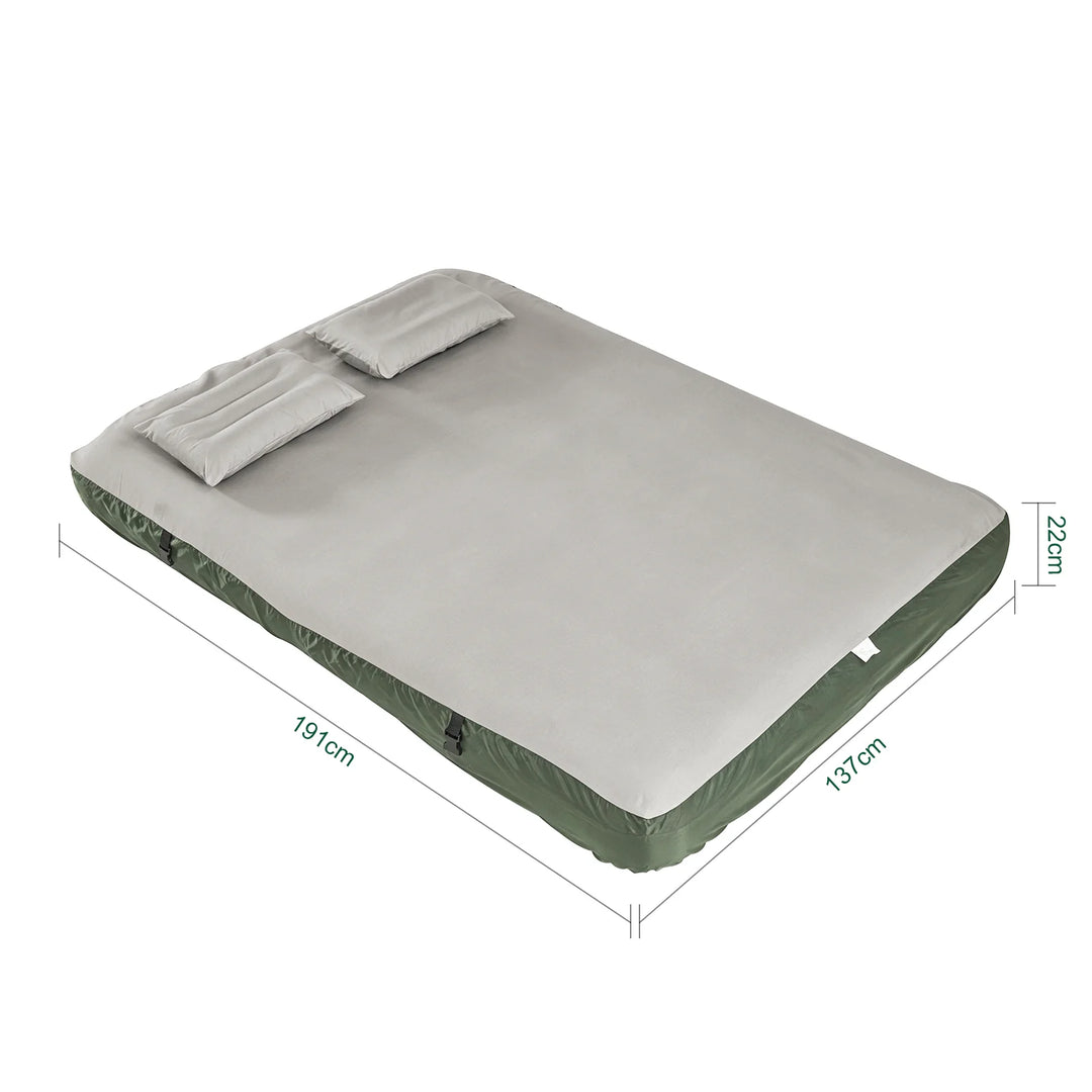Dobbelt luftmadras med pumpe, lagner og puder – 191 × 137 cm