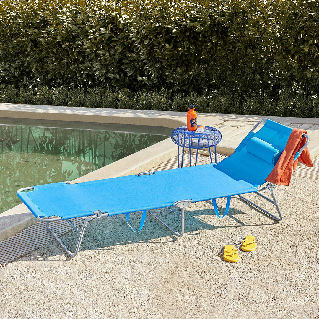 Liggestol, foldbar, L195 x B63 x H30 cm, turkis