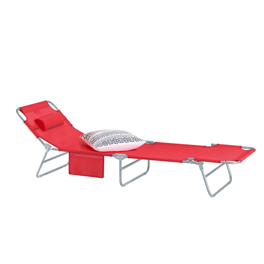 Liggestol, kan indstilles i 5 positioner, L195 x B63 x H30 cm, rød