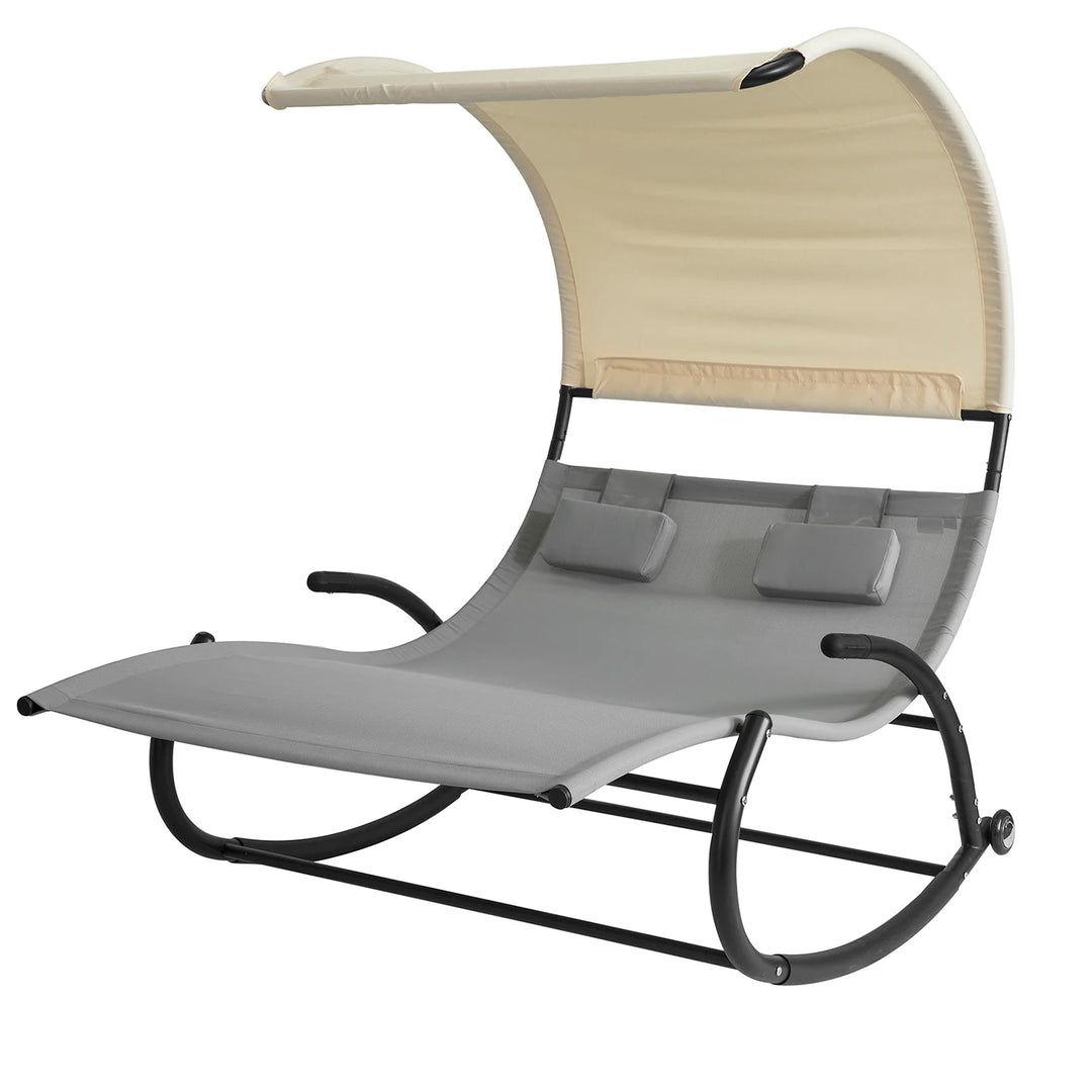 Liggestol til 2 personer, ergonomisk, indbygget parasol, B140 x D184 x H180 cm