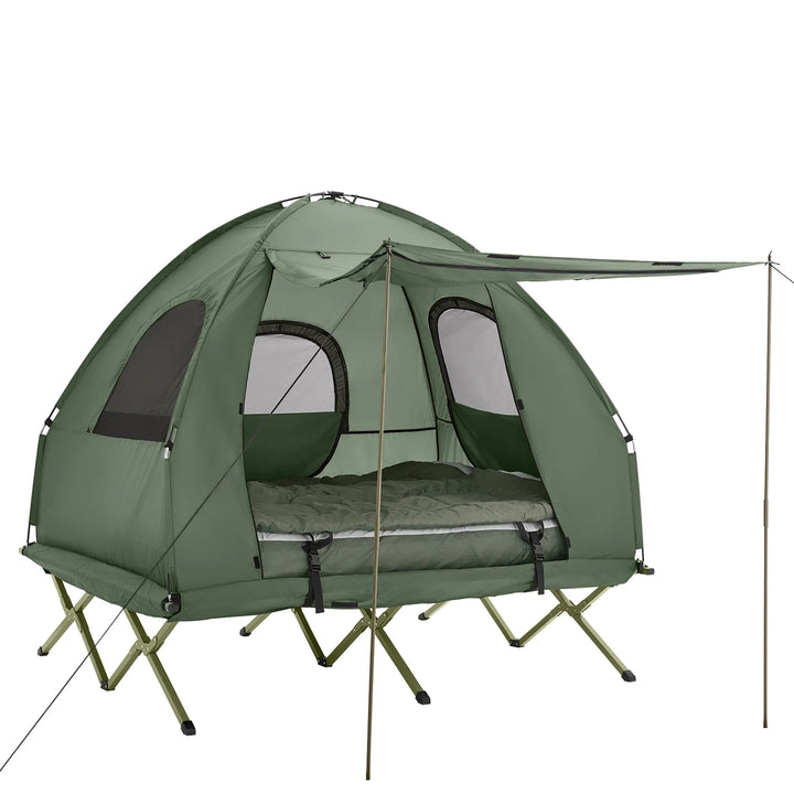 4-i-1 campingtelt til 2 personer i grøn (193 x 145 x 185 cm)