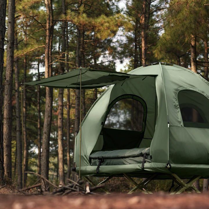 4-i-1 campingtelt til 2 personer i grøn (193 x 145 x 185 cm)