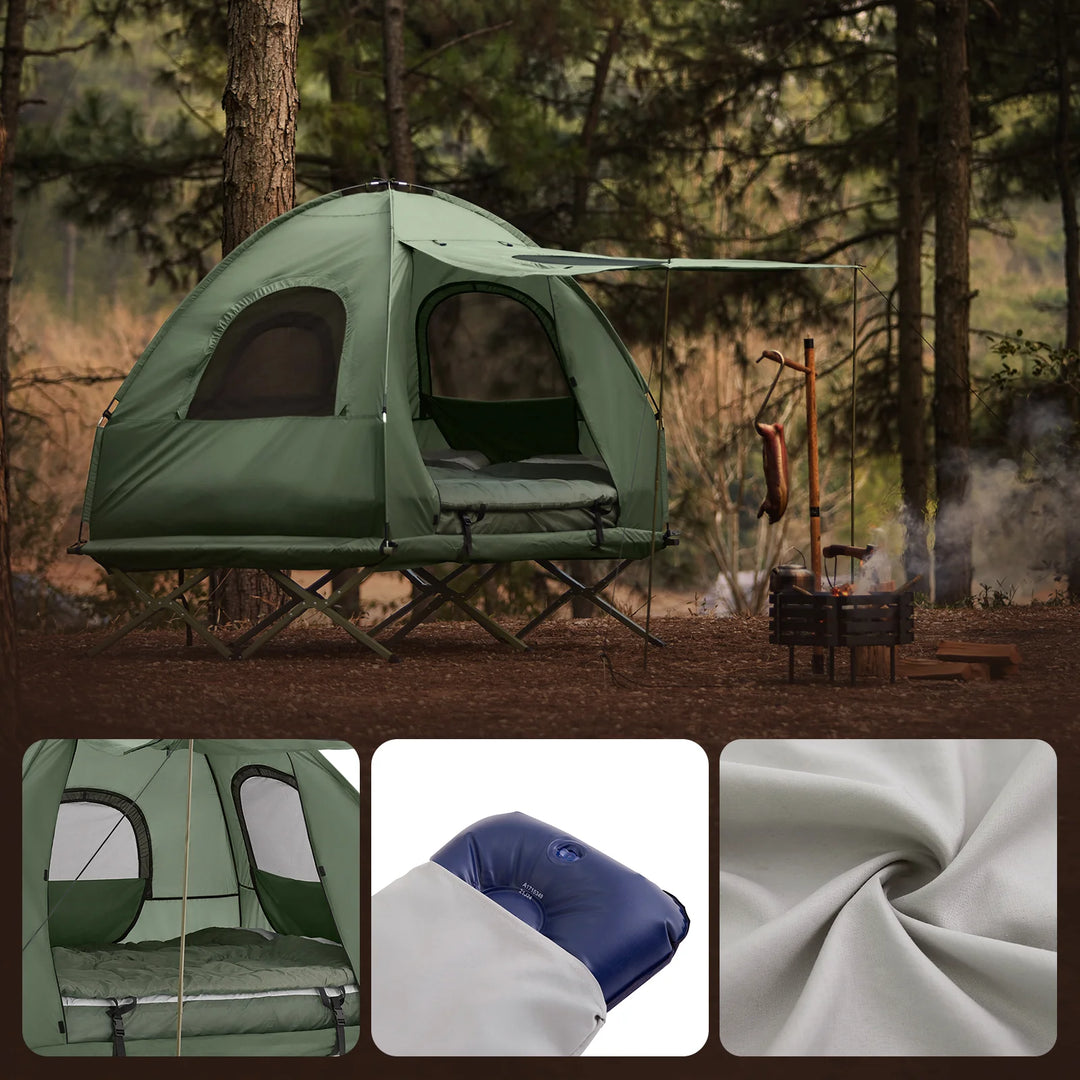 4-i-1 campingtelt til 2 personer i grøn (193 x 145 x 185 cm)