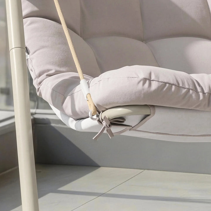 Hængende gyngestol med solskærm, beige, 108x163x126 cm