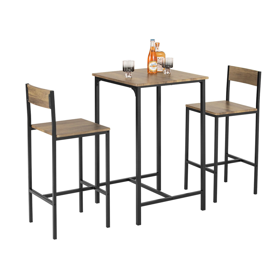 Barbordssæt med bord og 2 stole, brun