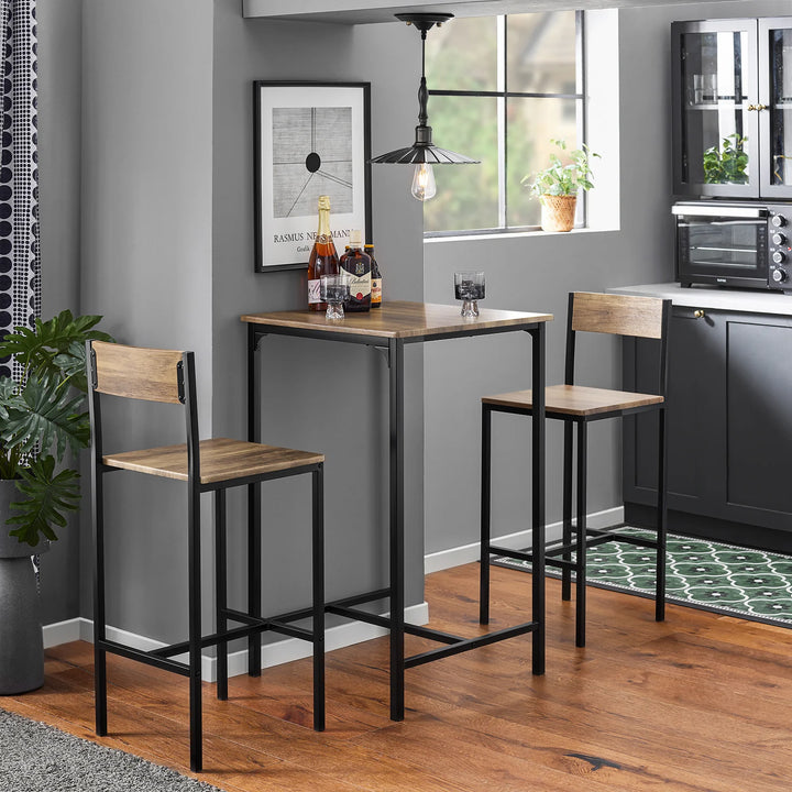 Barbordssæt med bord og 2 stole, brun