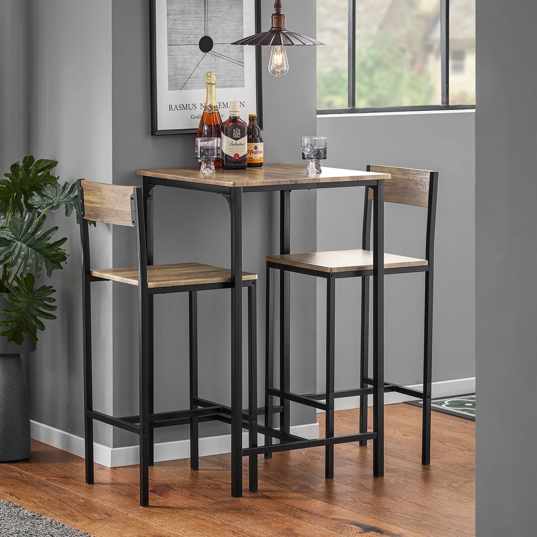 Barbordssæt med bord og 2 stole, brun