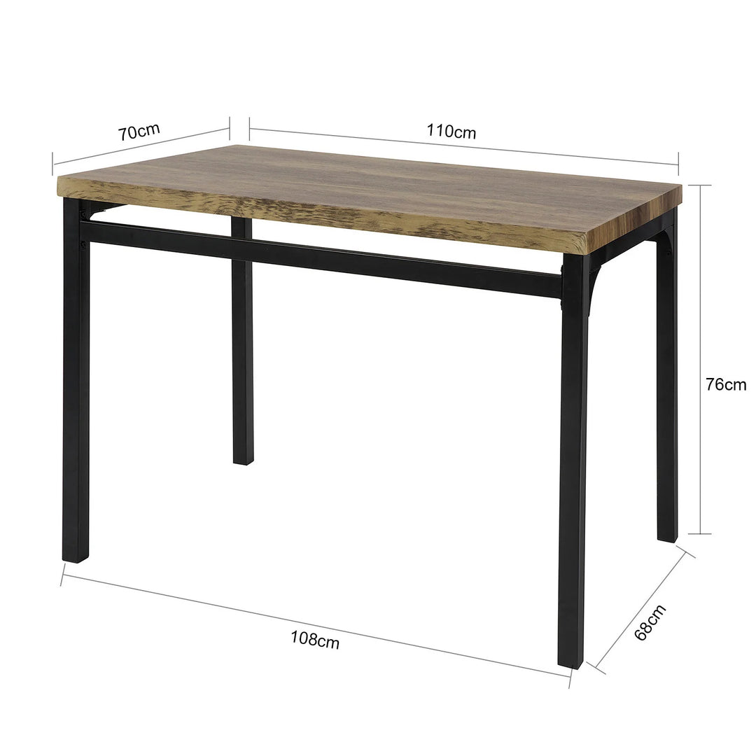 Enkelt spisebord, industrielt look, B110 x D70 x H76 cm, naturfarvet-brun med sorte ben