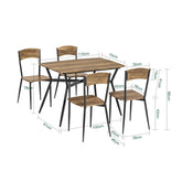 Spisebordssæt med bord og 4 stole i industrielt look, brun