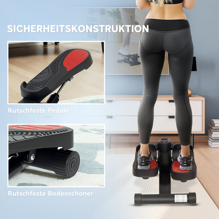 Mini Stepper, Kompakt Stepper-enhed til Træning, Fitness Stepper med LCD-skærm og Skridsikre Pedaler, Sort
