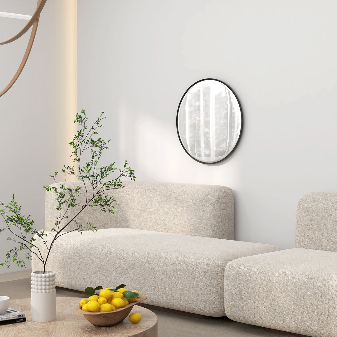 Vægspejl, moderne design, ø61 cm, sort