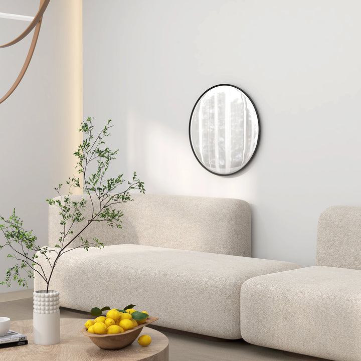 Vægspejl, moderne design, ø61 cm, sort