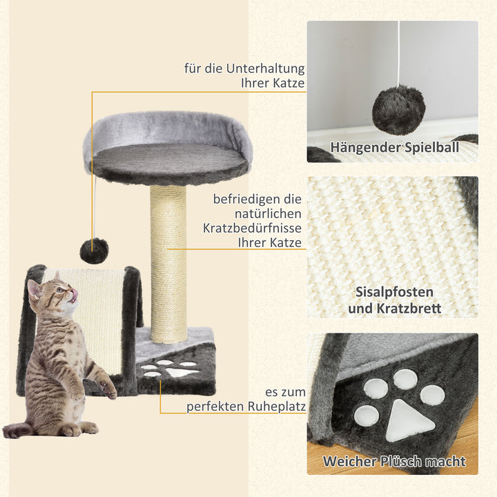 Kradsetræ med legebolde kradsetræ til katte sisalreb kradsetræer grå 35,5 x 37 x 46 cm