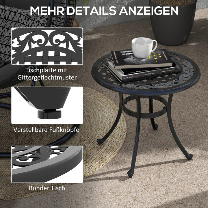 Havebord, loungebord, balkonbord, vintage design, 60 x 60 x 53 cm, sort