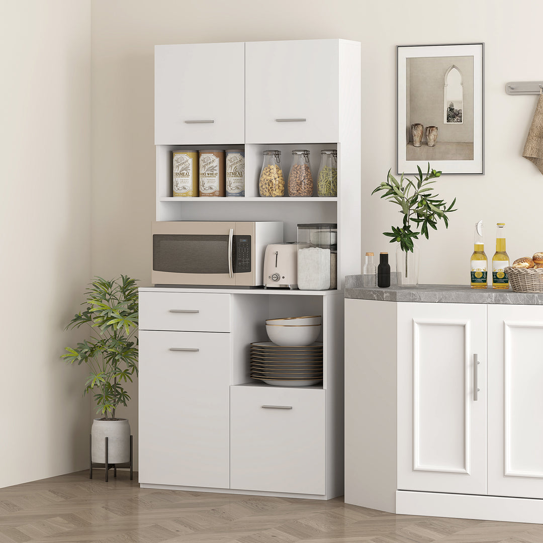 Køkkenskab, buffet med skuffe, softclose-døre, 80 x 35 x 180 cm, hvid