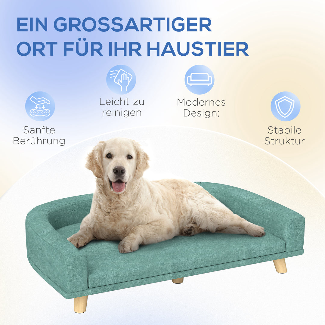 Hundeseng hundesofa kæledyrssofa, eukolyptustræ, 98 x 67 x 25 cm, grøn