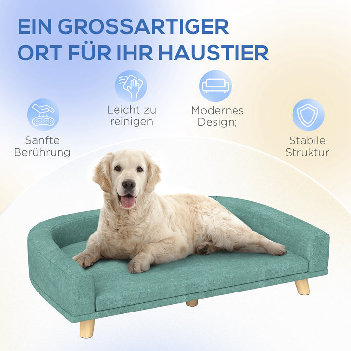 Hundeseng hundesofa kæledyrssofa, eukolyptustræ, 98 x 67 x 25 cm, grøn