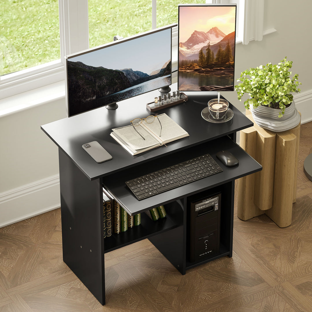 Computerbord, skrivebord, spånplade, metal, 80 x 45 x 75 cm, sort