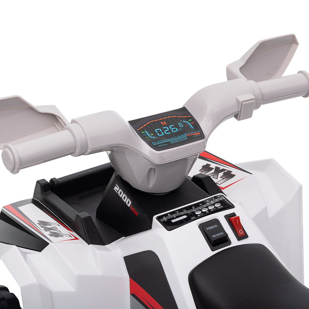 Elektrisk børne-atv, 2,5 km/t, frem- og bakgear, til 18-36 måneder, hvid