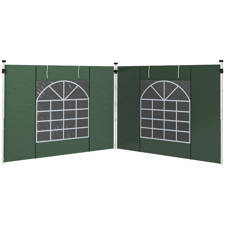 Solrige sidevægge til 3 x 3/3 x 6 m pavillon, sidepaneler med vindue, dør, reservevægge til partytelt, oxford-stof, grøn