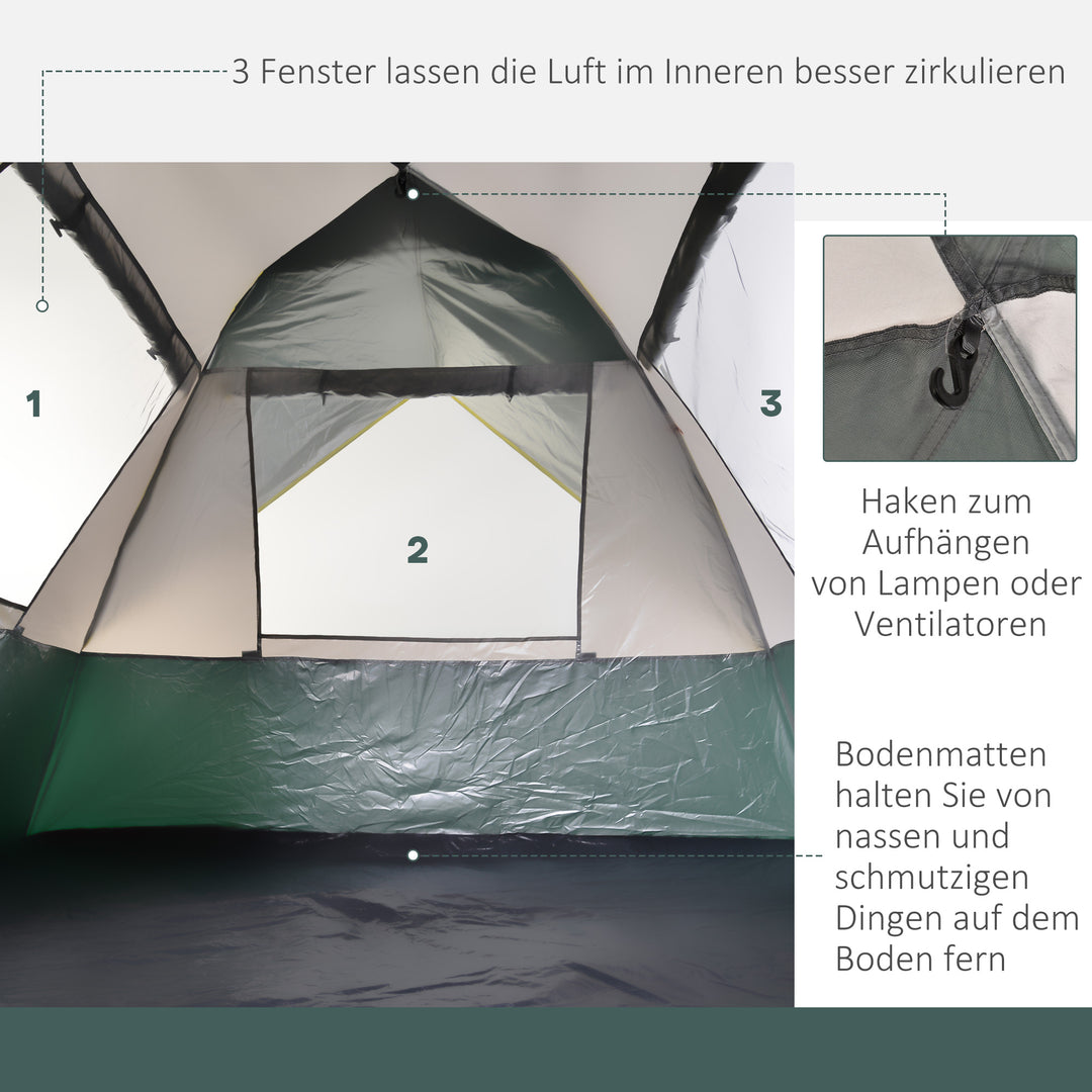 Campingtelt til 3 personer, pop-up kuppeltelt med vindue, bæretaske, pløkker, bund, familietelt med 1000 mm vandsøjle, telt til camping, rejser, trekking, have