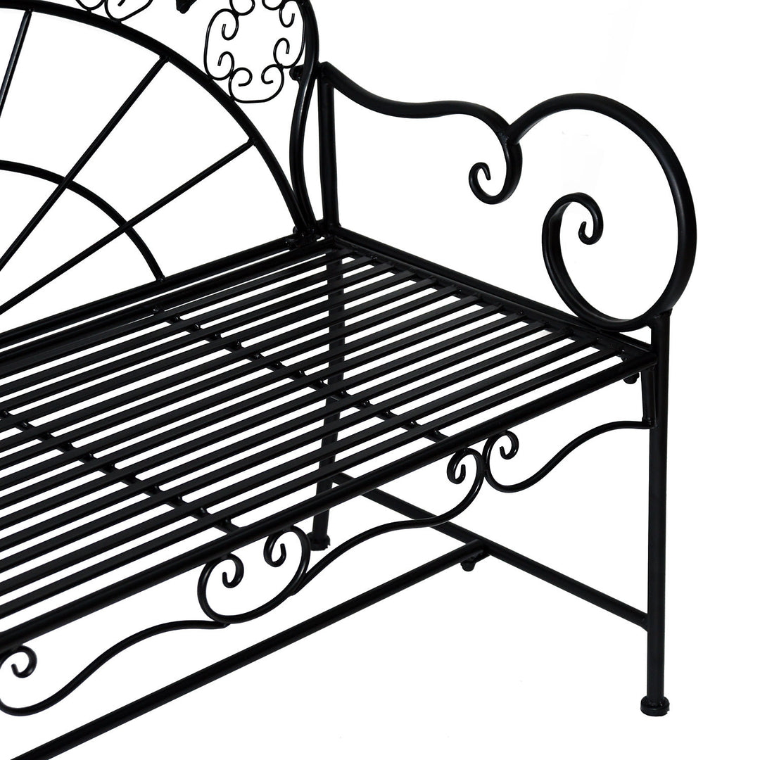 2-personers havebænk, robust, rustfri parkbænk, havemøbler til terrasse, have og generelle udendørsområder, 107 cm x 55,5 cm x 90,5 cm, sort