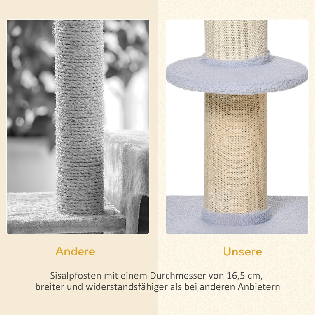 Kradsetræ 91 cm kattetårn med sisalstolper, platform, hynde, kradsetræ i flere niveauer, klatretræ, til mellemstore katte, lyseblå
