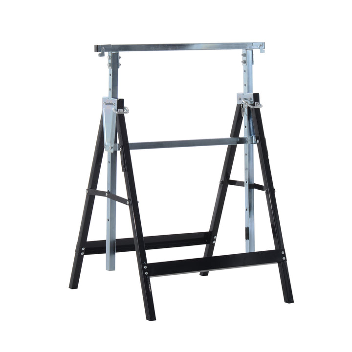 2 X stilladsbukke, foldbar bukke, højdejusterbar op til 200 kg, stål, sort, 68 x 58 x 80-130 cm