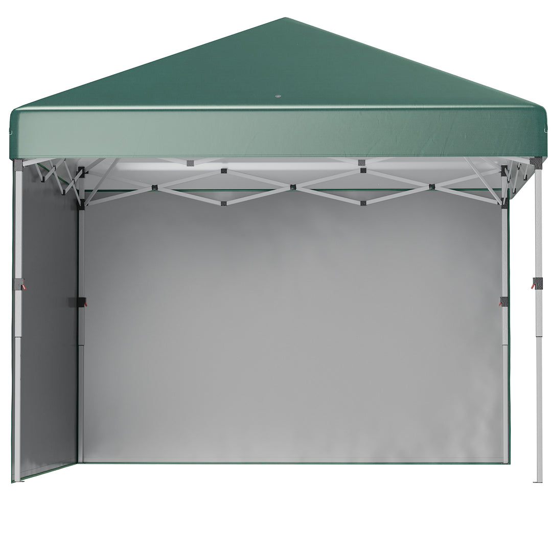 Foldbar pavillon, 2 sidepaneler, højdejusterbar, med bæretaske, stel i rustfrit stål, 3 x 3 m, grøn