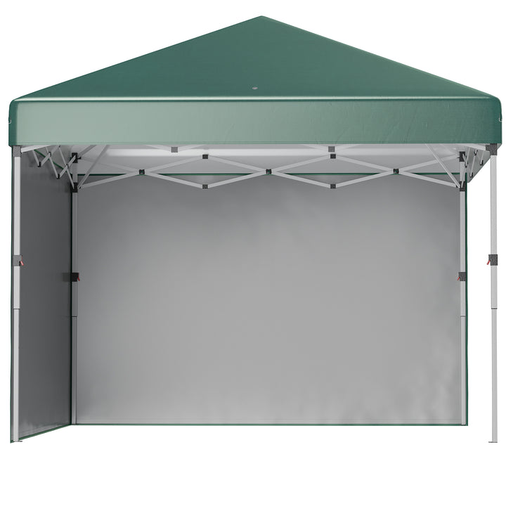 Foldbar pavillon, 2 sidepaneler, højdejusterbar, med bæretaske, stel i rustfrit stål, 3 x 3 m, grøn