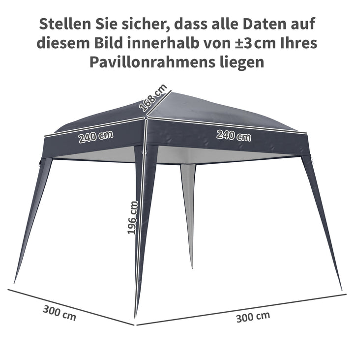 Gazebo udskiftningstag, udskiftningspresenning til 3 x 3 m havepavillon, udskiftningstag til havetelt, upf 50+, oxfordstof, mørkegrå