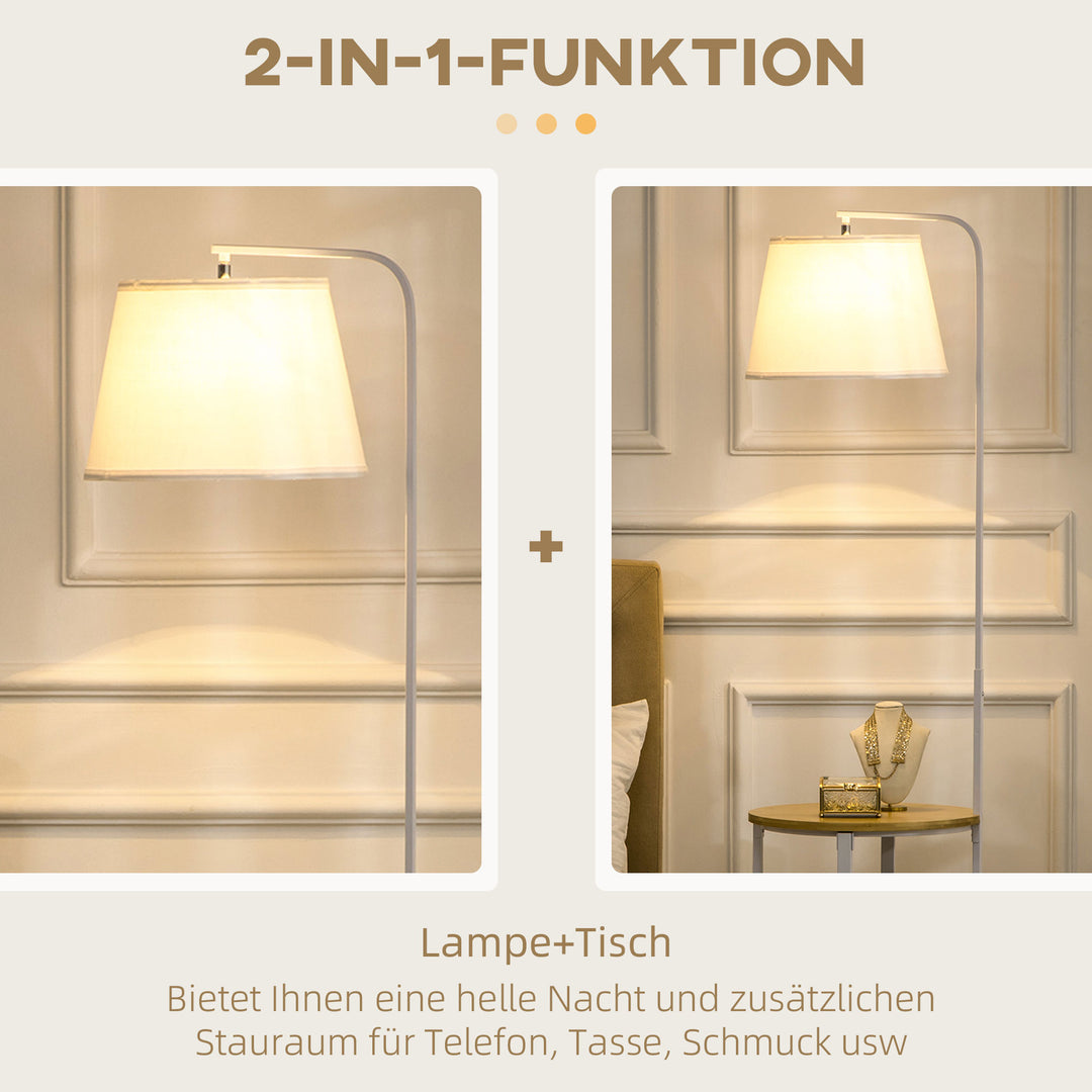 Gulvlampe med 2 hylder, gulvlampe, fodkontakt, 40 w. e 27, naturlig + hvid