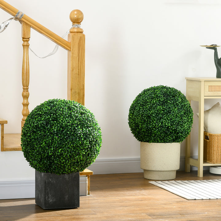 Sæt med 2 buksbomkugler, kunstige planter, stueplanter med UV-beskyttelse, dekorative planter, til indendørs og udendørs brug, grøn