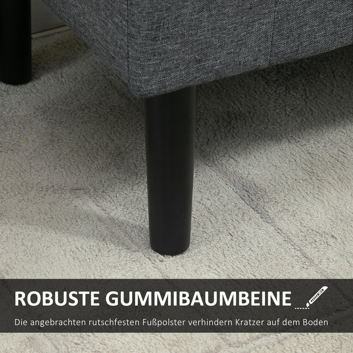 Bænk med opbevaringsplads, polstret bænk med linnedlook, træben, sengebænk, bæreevne op til 130 kg, til stue, soveværelse, entre, 116 x 44 x 58 cm mørkegrå